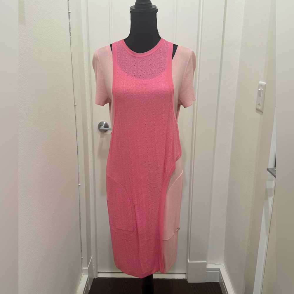 Vintage Chanel size French 42 two piece pink dress (rayon & polyester)